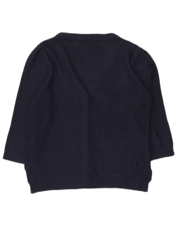 Zara dame cardigan sweater med 3/4 ærmer UK 12 medium marineblå akryl