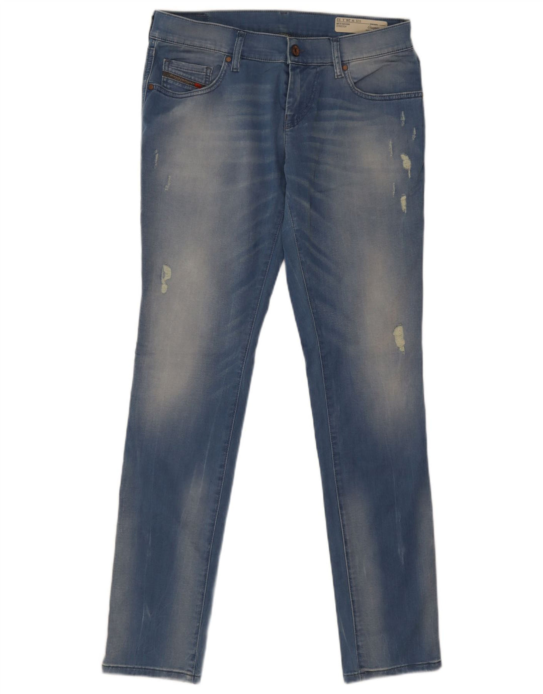 Diesel Dame Grupee Distressed Slim Jeans W28 L32 Blå Bomuld