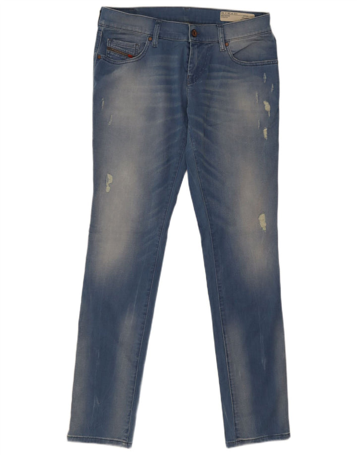Diesel Dame Grupee Distressed Slim Jeans W28 L32 Blå Bomuld