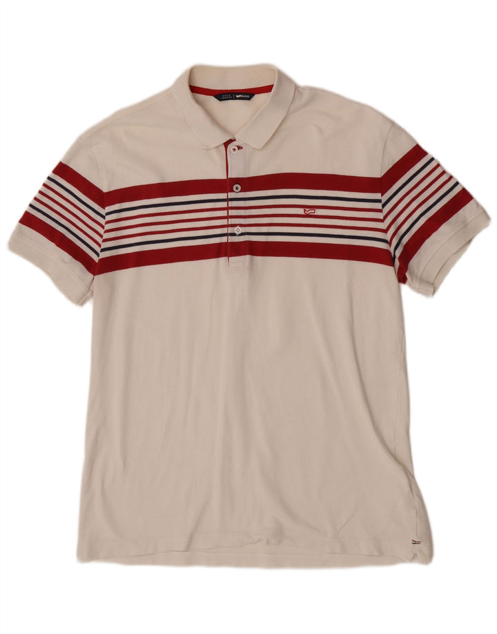 Gas Poloshirt til mænd XL Hvidstribet bomuld
