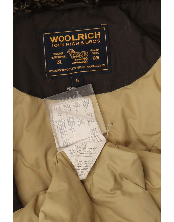 WOOLRICH Girls Hooded Padded Jacket 5-6 Years Brown Cotton