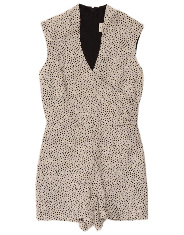 Reiss Dame Playsuit UK 8 Lille hvid plettet bomuld