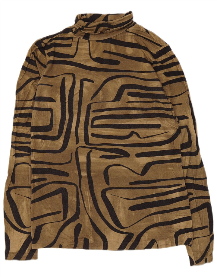 Jigsaw Womens Top Langærmet UK 10 Small Brown Geometric Viscose