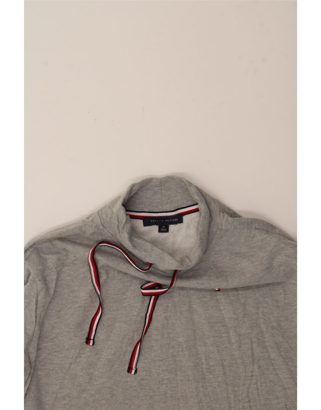 TOMMY HILFIGER Womens Crop Sweatshirt Jumper UK 14 Medium Grey Cotton Vintage Tommy Hilfiger and Second-Hand Tommy Hilfiger from Messina Hembry 