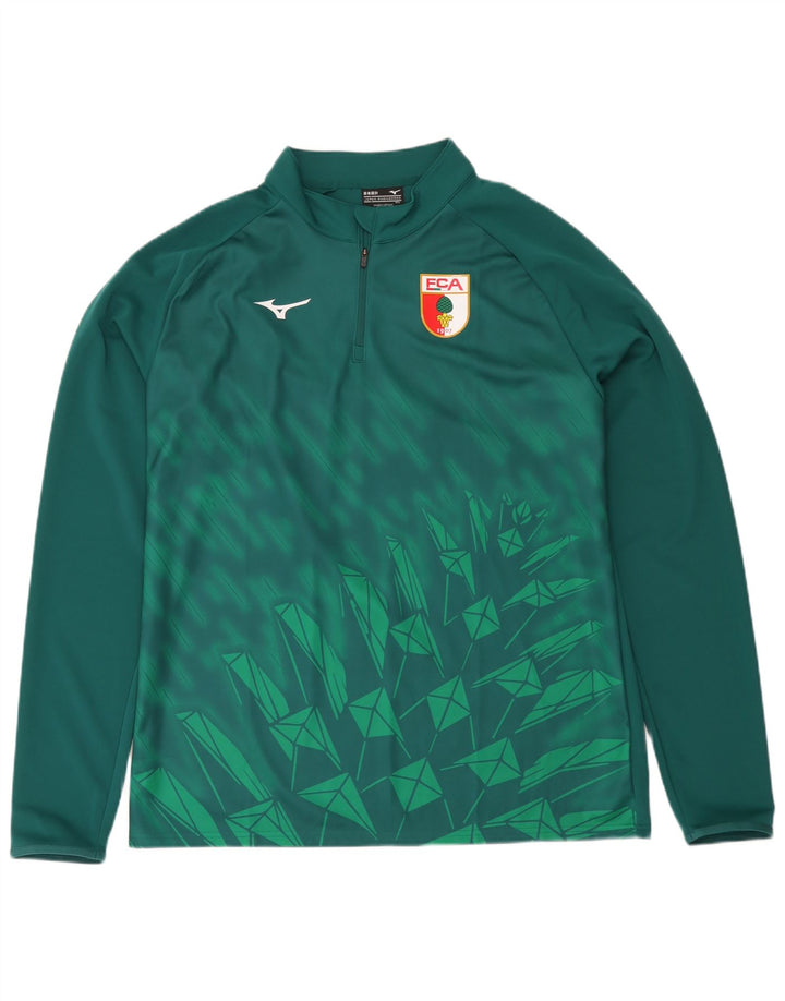Mizuno Herre lynlåshals grafisk top langærmet 3XL grøn geometrisk polyester