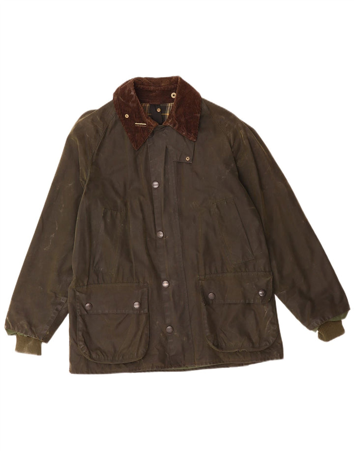 BARBOUR Herre Bedale vokset bomuldsjakke UK 38 Medium Khaki