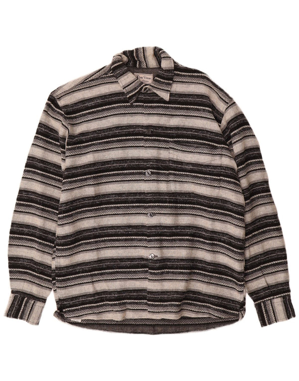Vintage herre overshirt skjorte stor grå geometrisk viskose