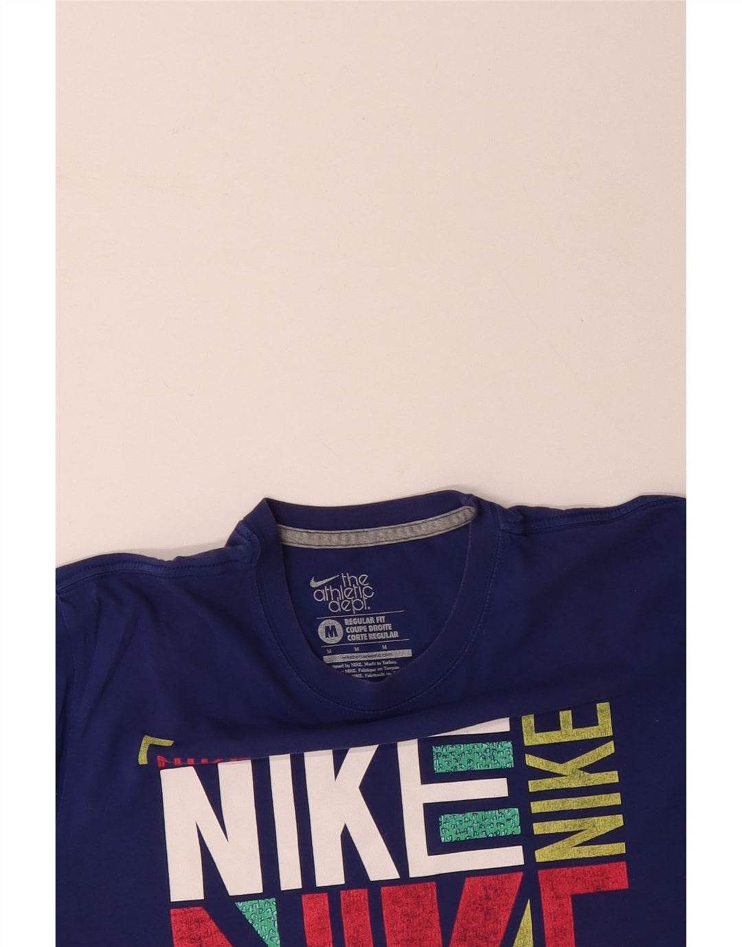 NIKE Regular Fit grafisk T-shirt top mellemblå bomuld