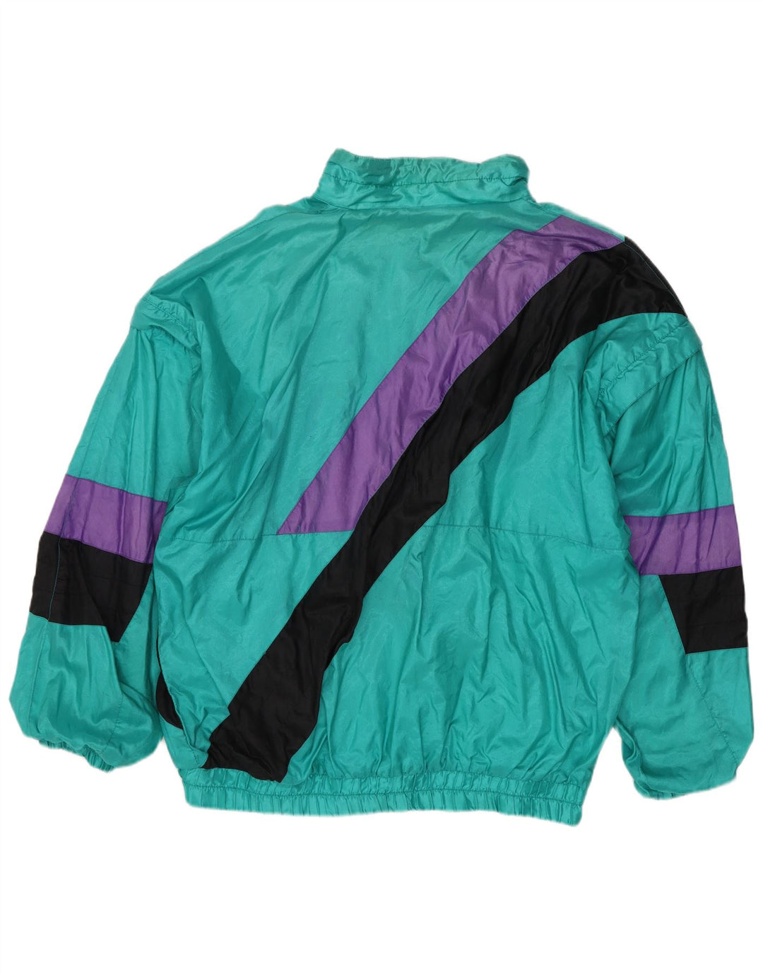Vintage træningsdragt til mænd, topjakke, stor grøn farveblok polyamid