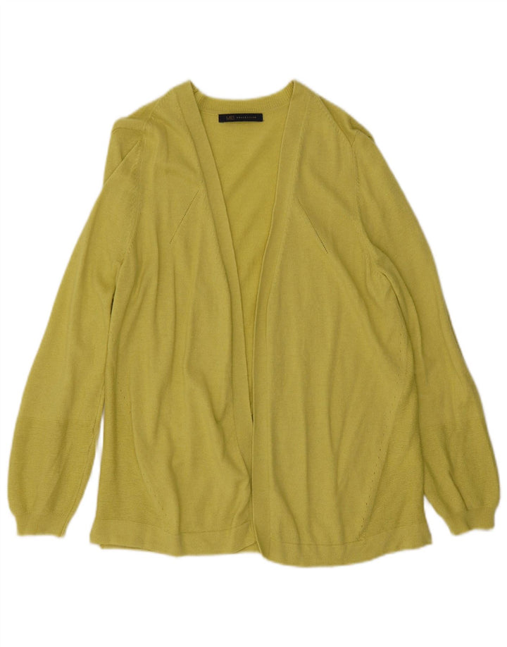 Marks & Spencer Womens Open Cardigan Sweater UK 12 Medium Yellow Wool