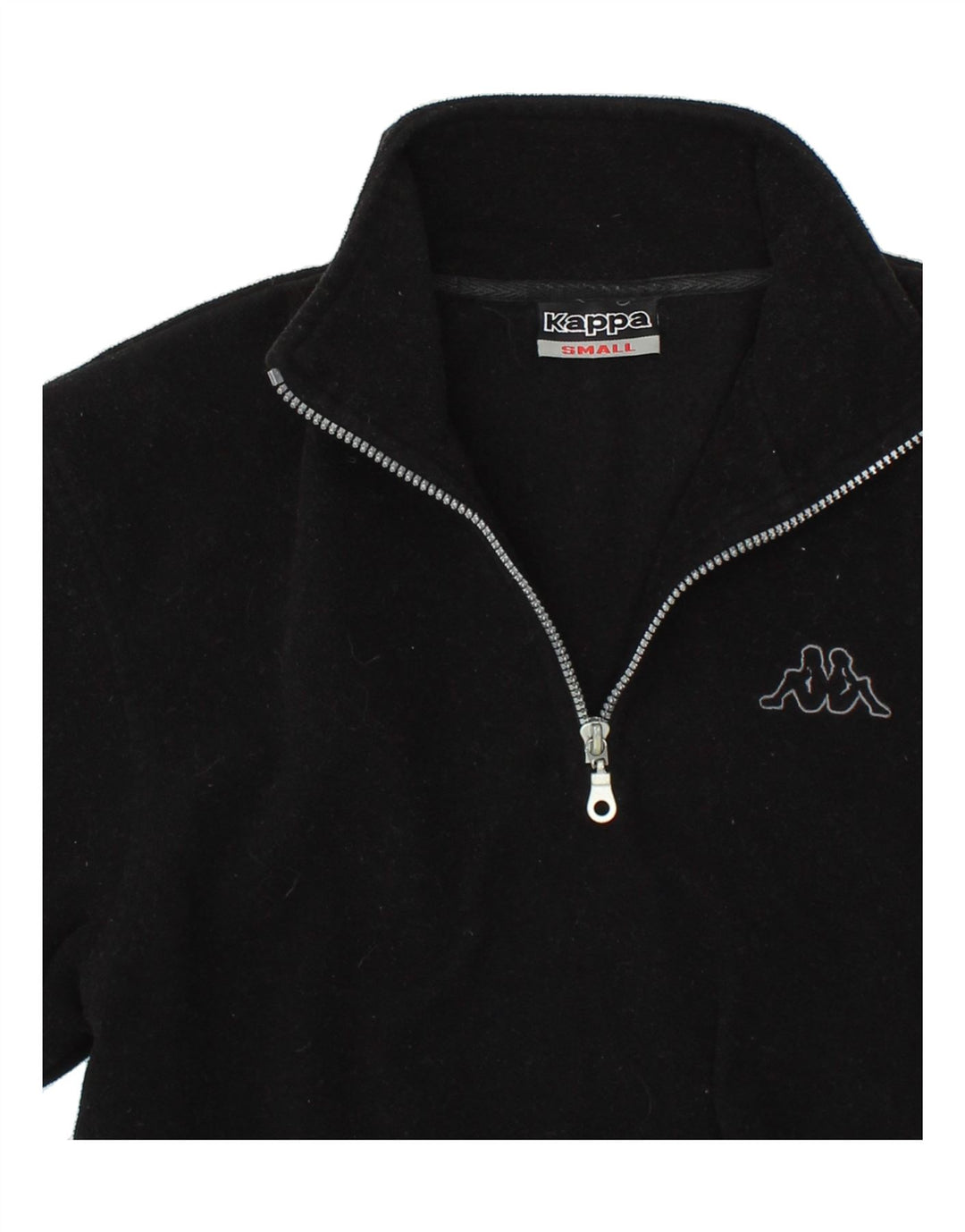 KAPPA Mens Zip Neck Fleece Jumper Small Black Polyester Vintage Kappa and Second-Hand Kappa from Messina Hembry 