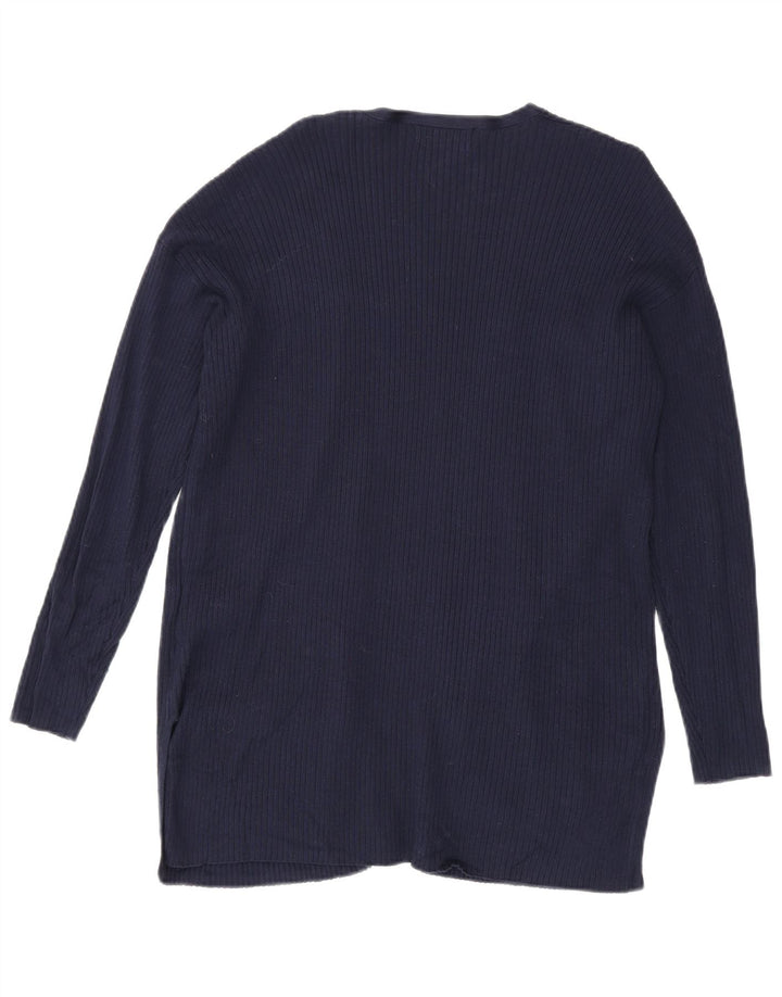 Marks & Spencer Dame Longline Cardigan Sweater UK 14 Medium Navy Blue