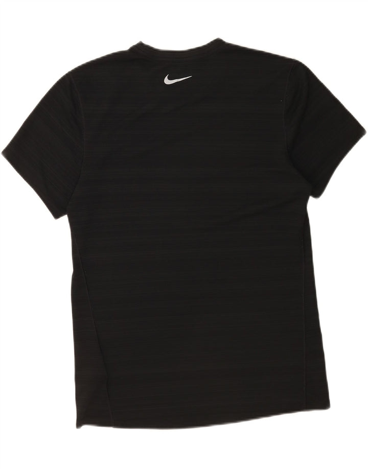 Nike herre Dri Fit T-shirt top mellem sort stribet polyester