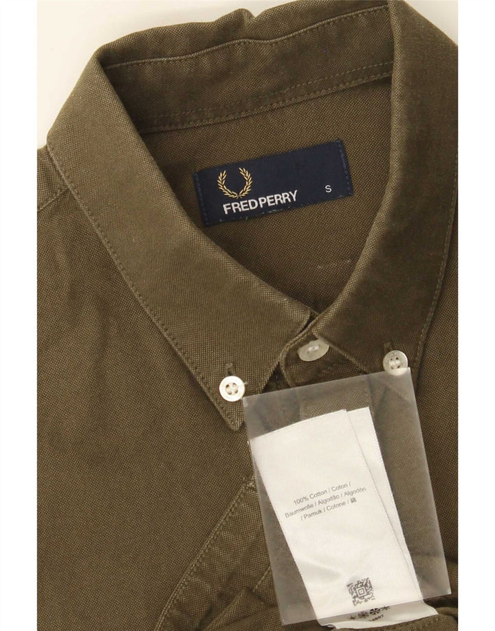 Fred Perry Herre kortærmet skjorte med normal pasform Lille grøn bomuld