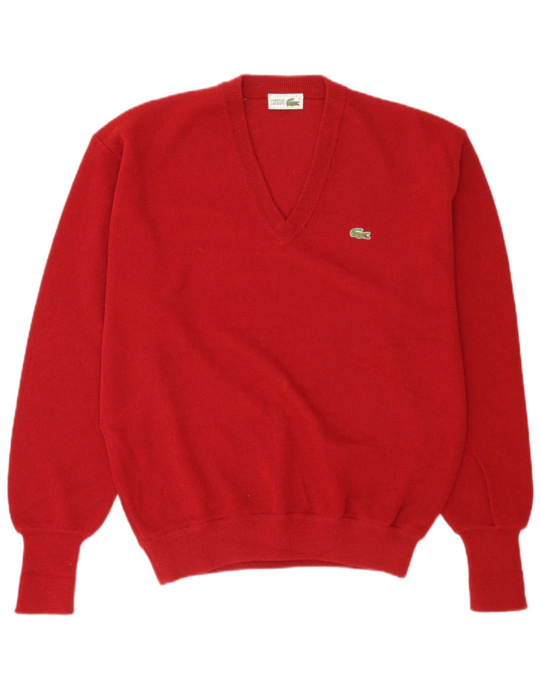 Lacoste Herre Loose Fit V-hals sweater str. 4 Medium Rød Akryl