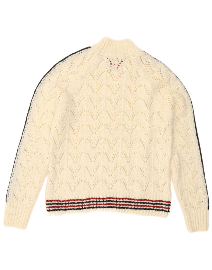 Superdry Dame Turtle Neck Sweater UK 8 Small Off White Stribet