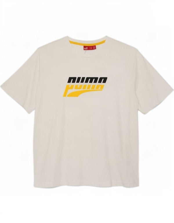 Puma Herre Grafisk T-Shirt Top XL Hvid Bomuld