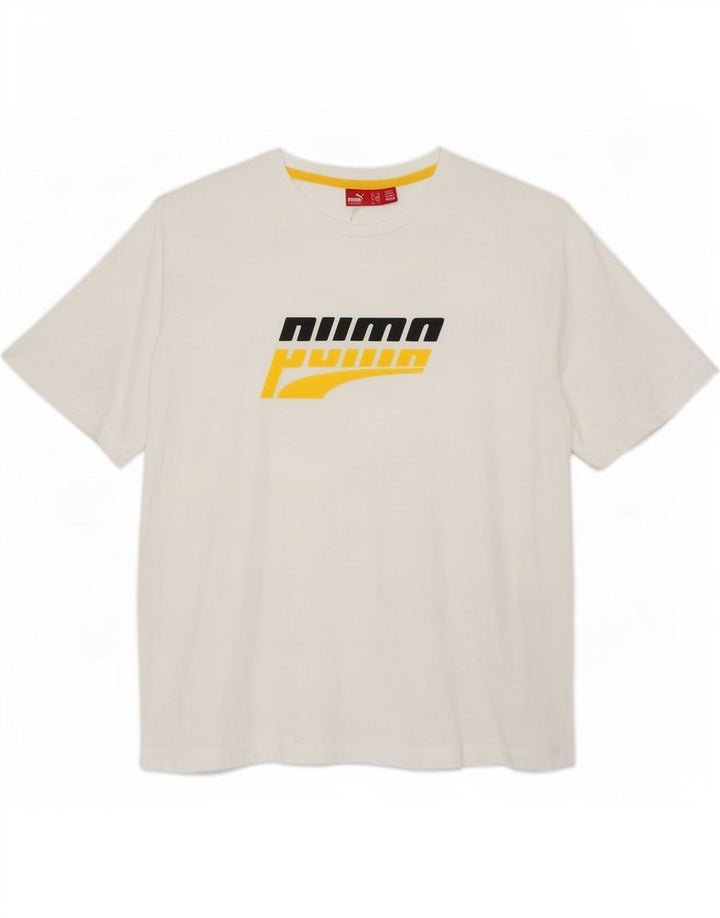 Puma Herre Grafisk T-Shirt Top XL Hvid Bomuld