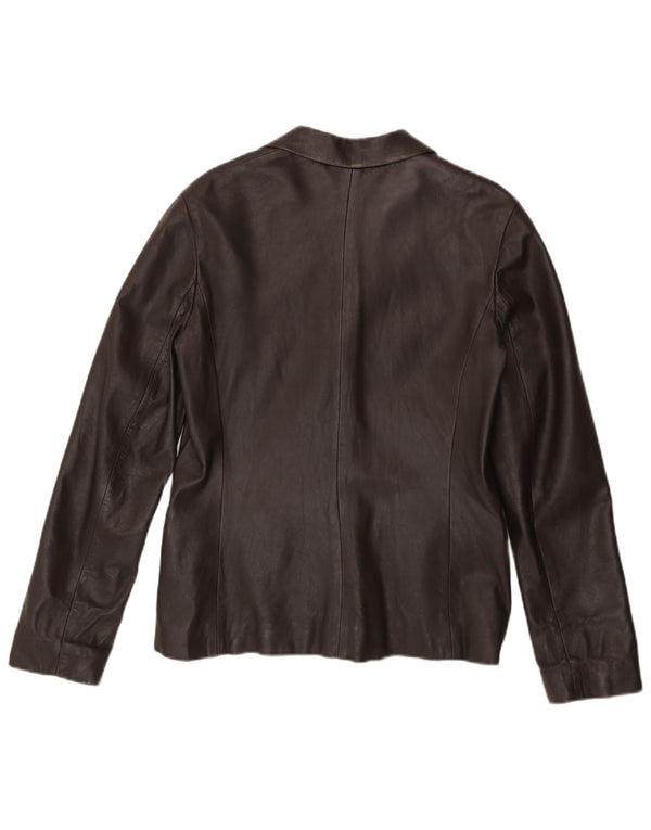 Vintage dame 3-knaps læder blazerjakke EU 38 medium brunt læder