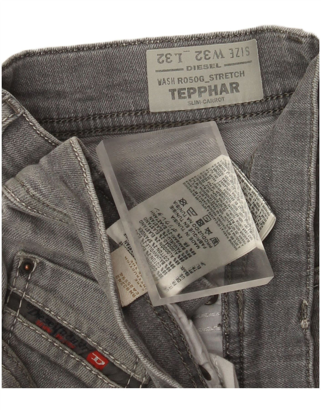 Diesel Herre Tepphar Carrot Slim Jeans W32 L32 Grå Bomuld