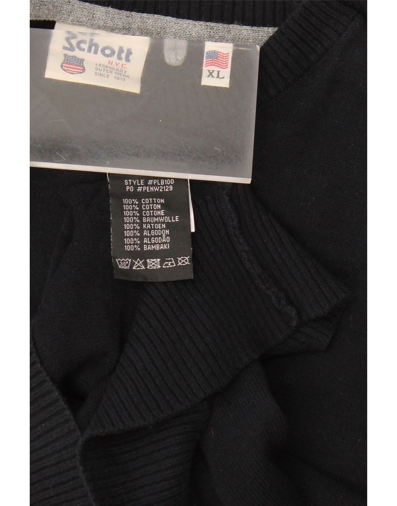 SCHOTT Mens Boat Neck Jumper Sweater XL Black Cotton Vintage Schott and Second-Hand Schott from Messina Hembry 