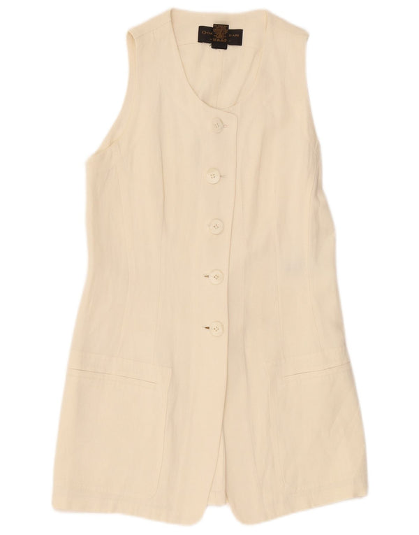 Donna Karan Dame Longline 5 Button Blazer Jacket UK 12 Medium Off White