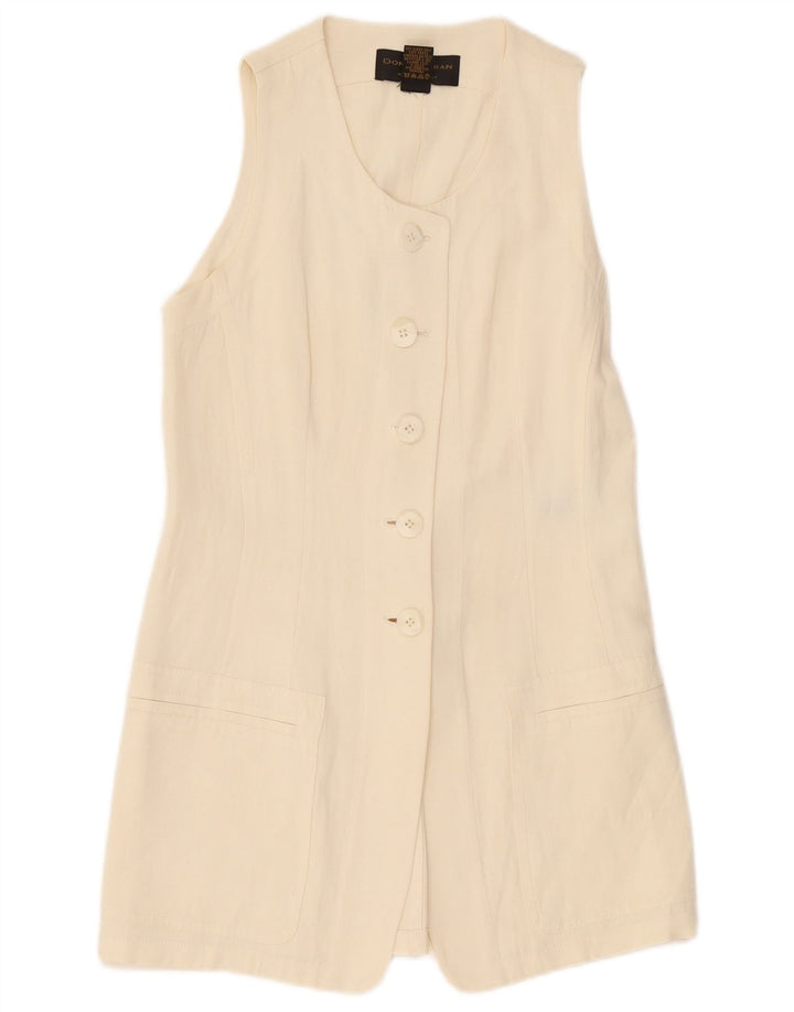 Donna Karan Dame Longline 5 Button Blazer Jacket UK 12 Medium Off White