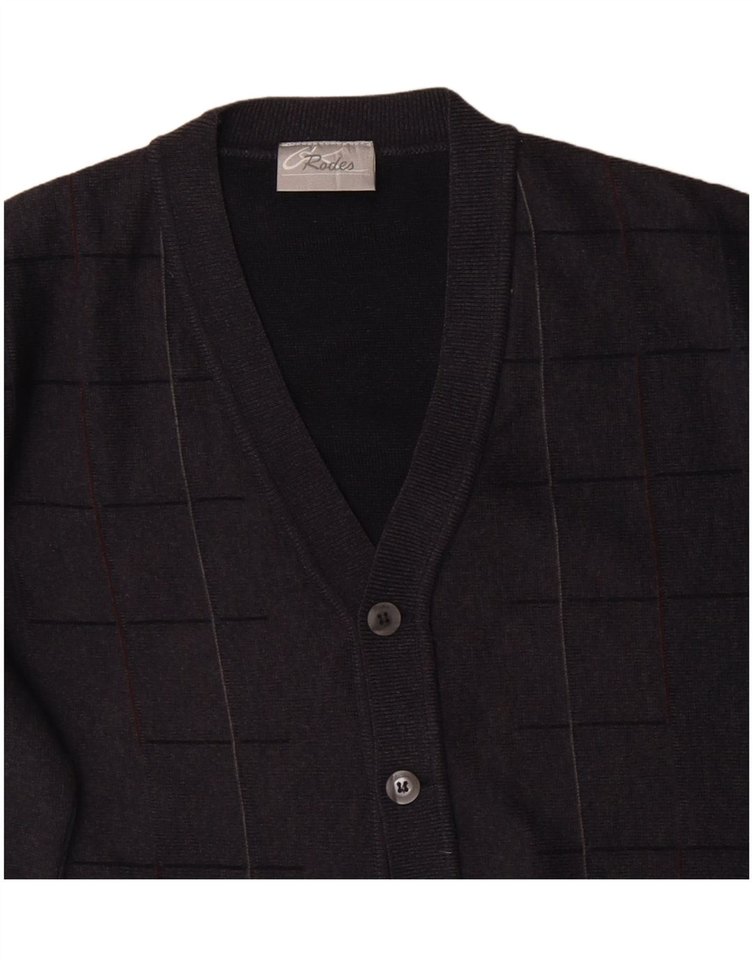 RODES Herre cardigan sweater Stor grå ternet uld