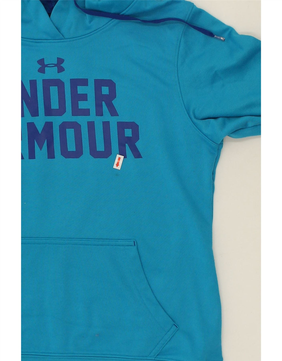 UNDER ARMOUR Womens Graphic Hoodie Jumper UK 10 Small  Blue Polyester | Vintage Under Armour | Thrift | Second-Hand Under Armour | Used Clothing | Messina Hembry 
