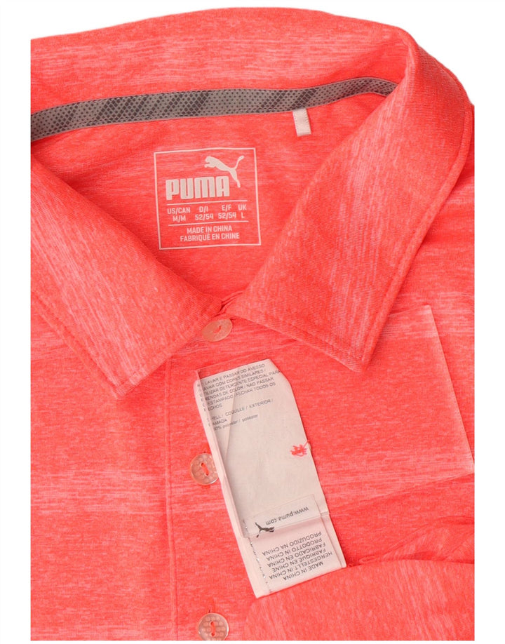 PUMA Poloskjorte til mænd, stor lyserød stribet polyester