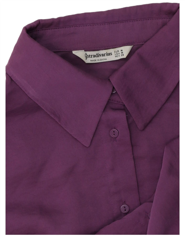 Stradivarius Womens Crop Oversized skjortebluse UK 14 Medium Purple