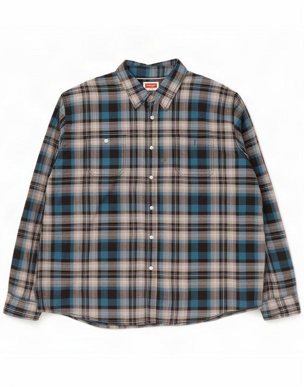 Wrangler Herreskjorte 3XL Blå Plaid Bomuld
