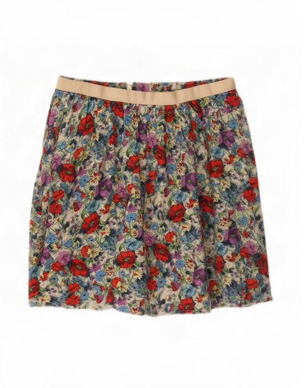Topshop Dame Mini-nederdel UK 12 Medium W28 Multicolored Floral Viscose