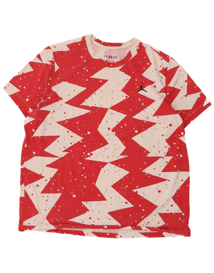 Jordan Herre T-Shirt Top XL Rød Geometrisk Bomuld
