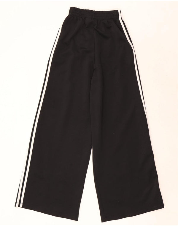 Adidas Womens Wide Leg Tracksuit Trousers UK 6 XS Black Polyester
