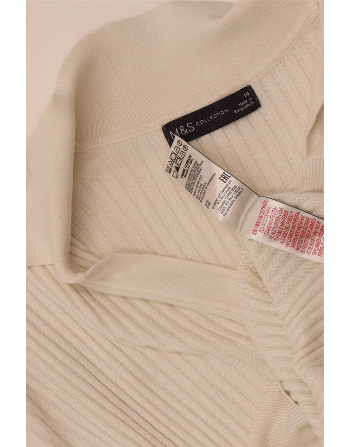 Marks & Spencer Dame Polo Neck Jumper Sweater UK 14 Medium White Viscose