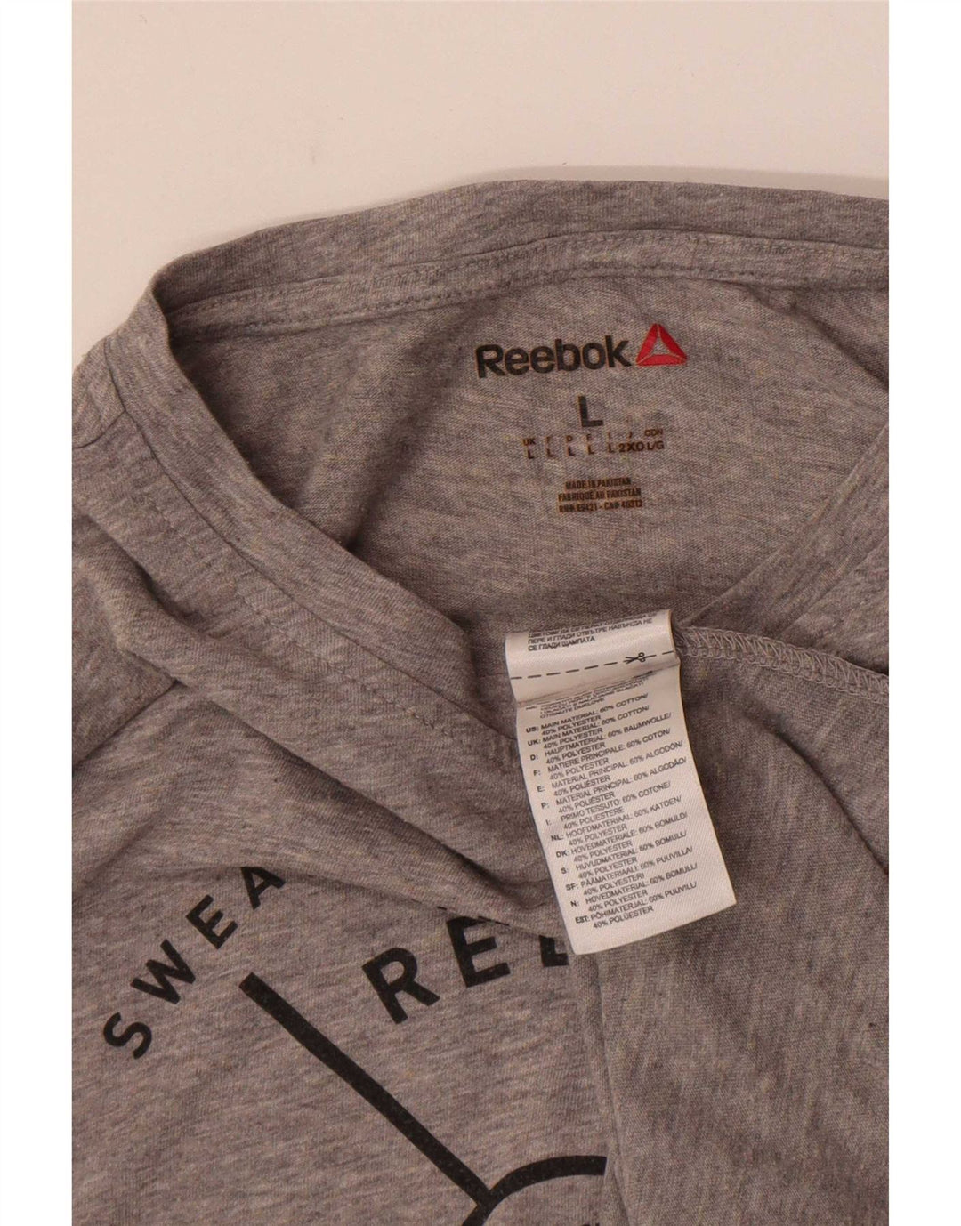 Reebok Herre Grafisk T-Shirt Top Stor Grå Bomuld