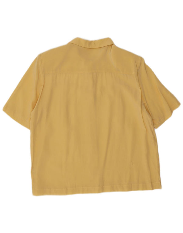 Vintage kvinders kortærmet skjortebluse UK 14 Large Yellow Silk