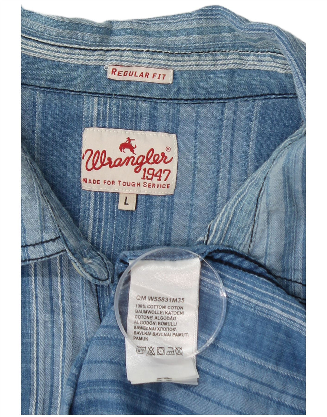 WRANGLER Herre Regular Fit Flanellskjorte Stor blåstribet bomuld