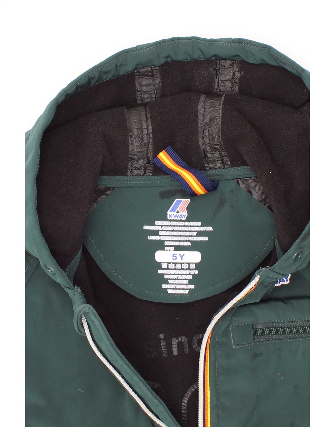 K-Way Boys Hooded Windbreaker Jacket 4-5 År Grøn Polyester