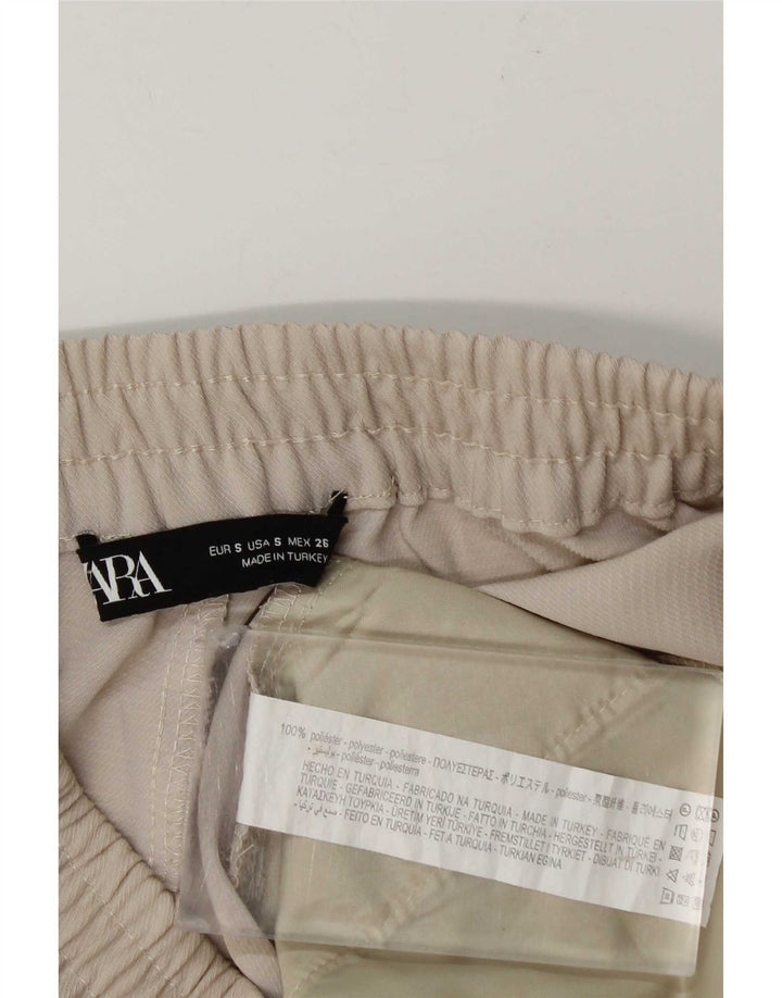 Zara Dame tilspidsede Casual Bukser Små W26 L25 Beige Polyester