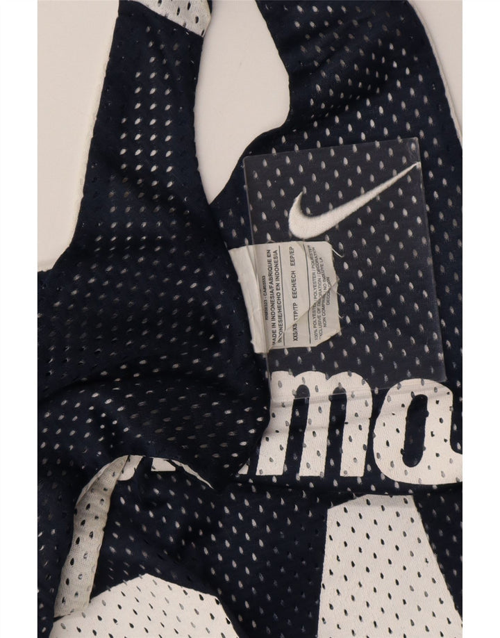 NIKE Womens Crop Grafisk Vest Top UK 2 2XS Marineblå Colourblock Polyester