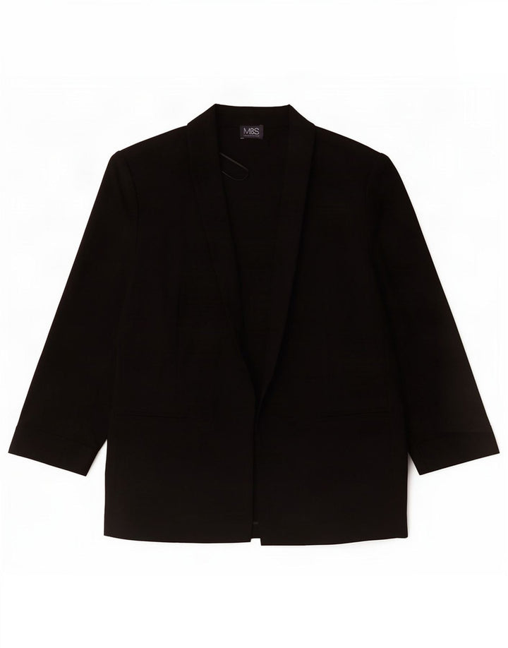 Marks & Spencer Dame 3/4 ærmet åben blazerjakke UK 14 Large Black