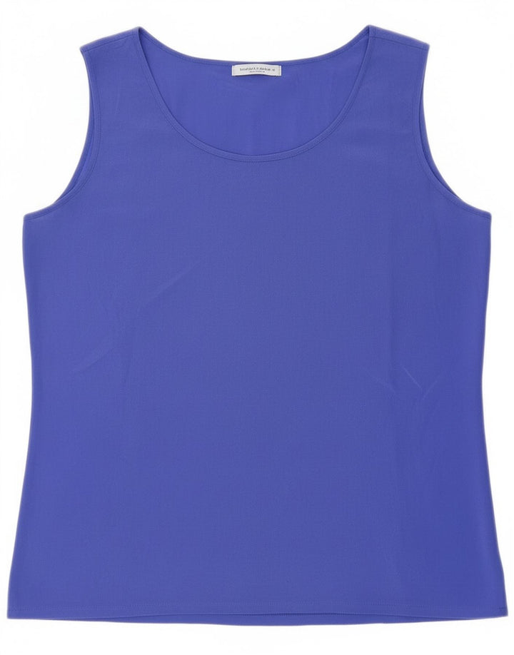Vintage Dame See Through Vest Top UK 8 Small Blue Silk