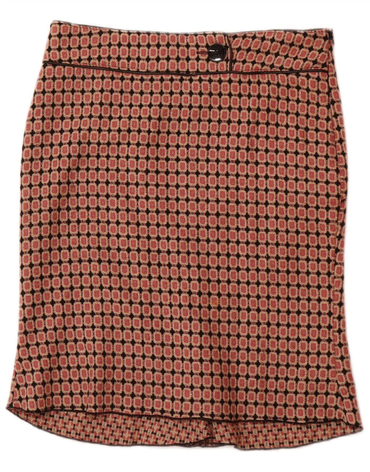 GUESS Womens Trumpet Skirt IT 42 Medium W32  Brown Geometric Virgin Wool