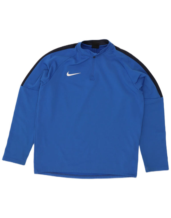 Nike Boys Pullover med lynlås-hals træningsdragt Top 13-14 år XL Blå Colourblock