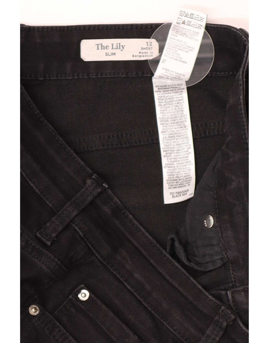 Marks & Spencer Womens The Lily Slim Jeans UK 12 Medium W30 L27 Black