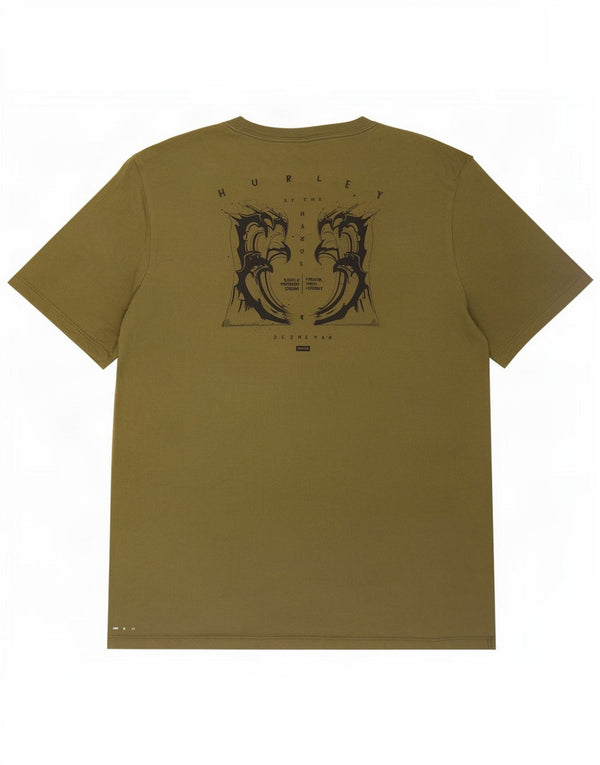 Hurley Herre Dri Fit Grafisk T-Shirt Top XL Khaki Bomuld