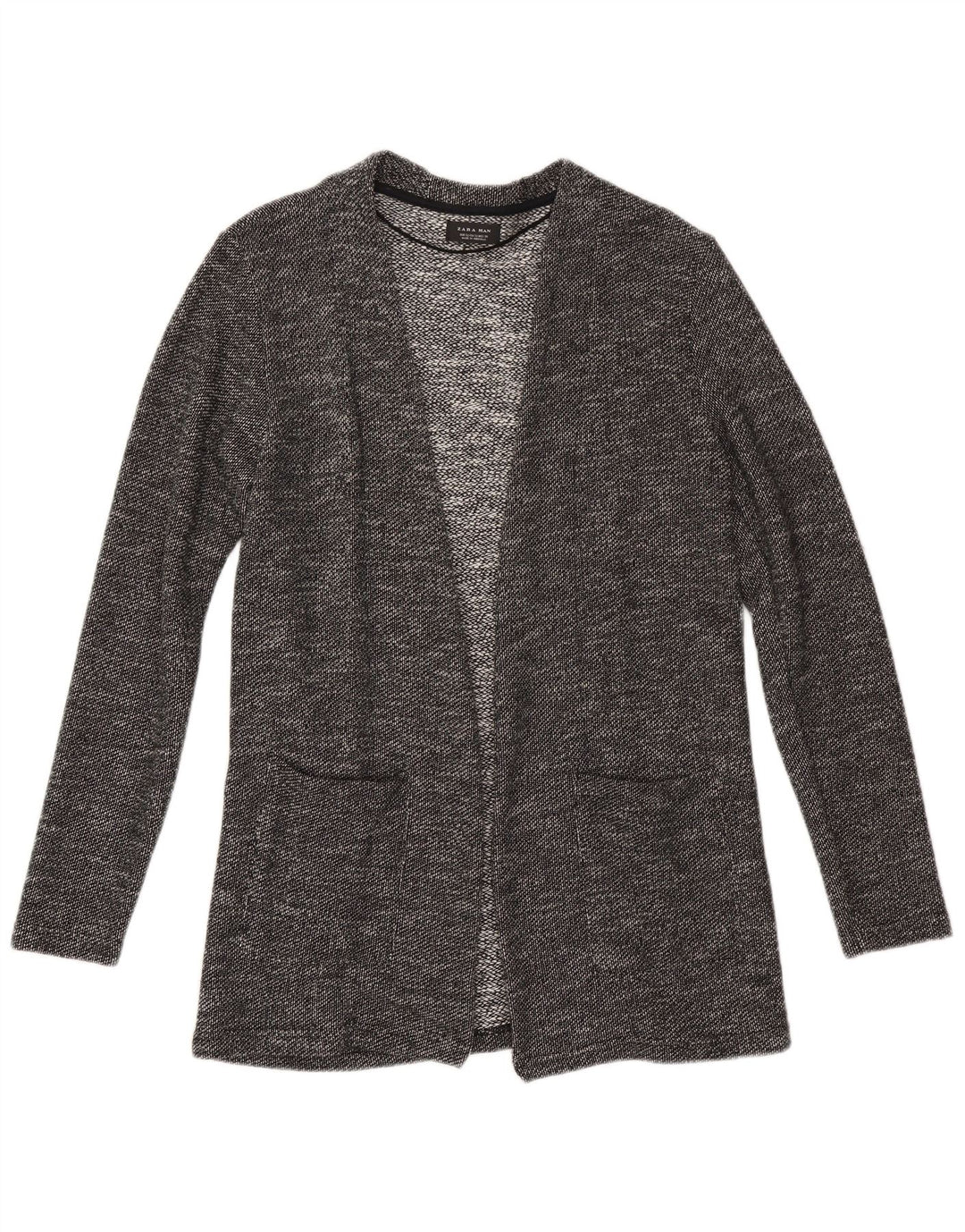 Zara Herre Cardigan Sweater Lille Sort Flecked Bomuld