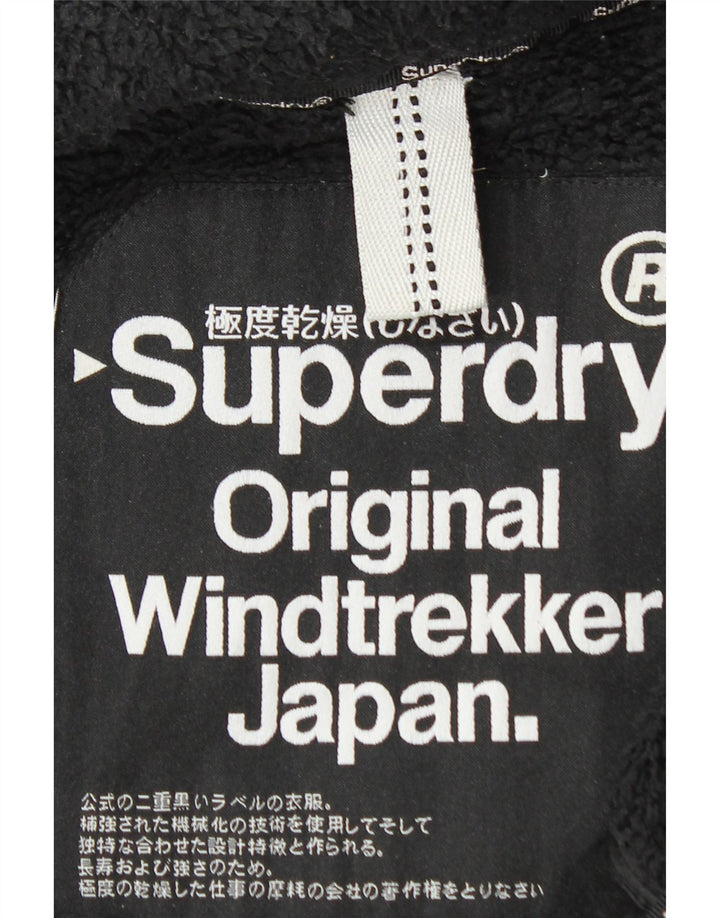 SUPERDRY Herre Windtrekker Windbreaker Jacket UK 46 3XL Sort Polyester